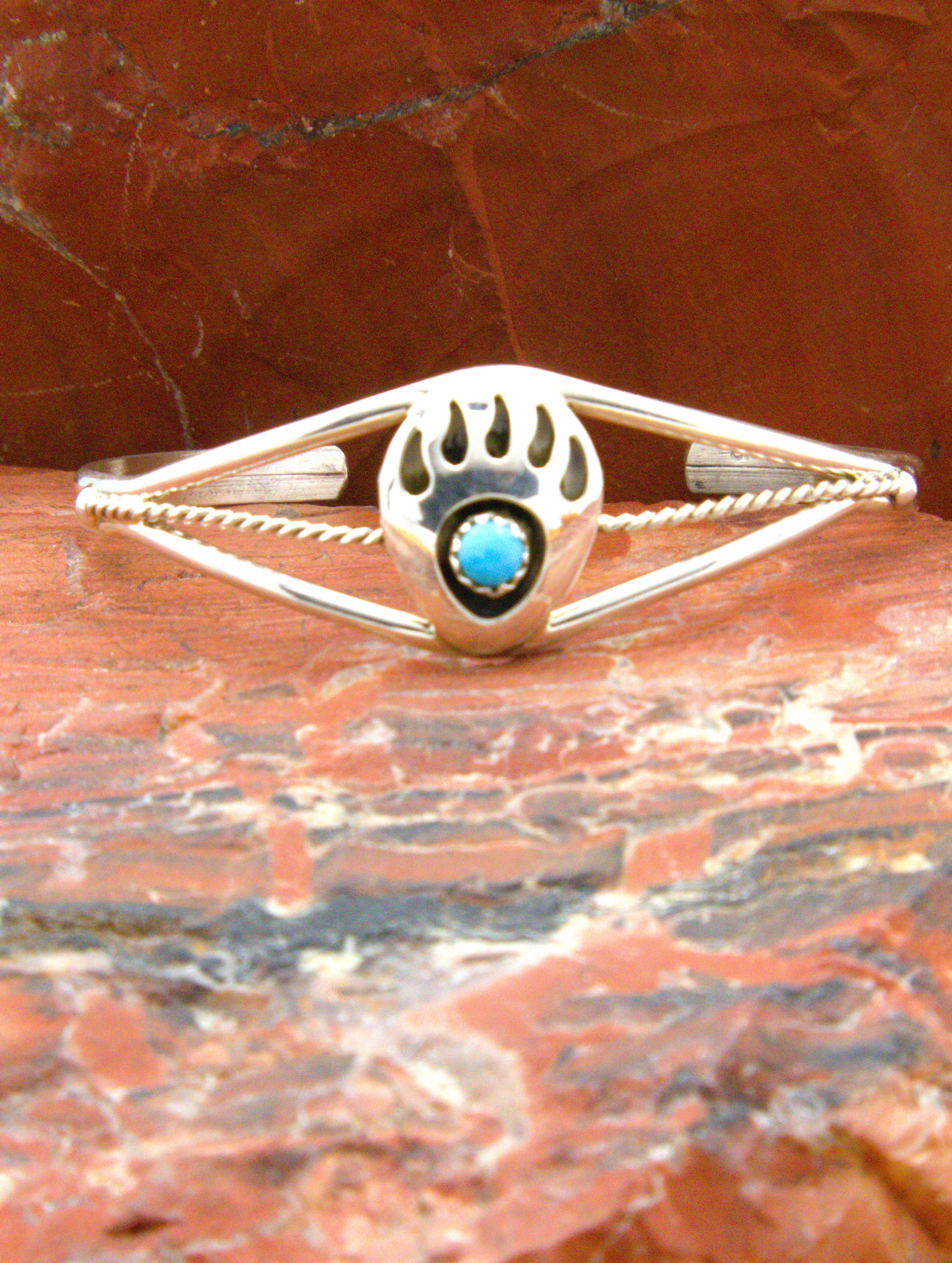 Turquoise Bear Paw Native American Cuff Bracelet