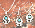 Native American Small Bear Paw Turquoise Jewelry Set EE03PE05