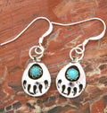 Native American Medium Bear Paw Turquoise Dangle Earrings EE04