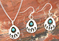Native American Sterling Silver Medium Bear Paw Turquoise Jewelry Set EE04PE06