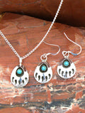 Native American Sterling Silver Medium Bear Paw Turquoise Jewelry Set EE04PE06