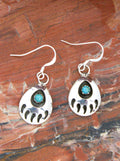 Native American Bear Paw Turquoise Dangle Earrings
