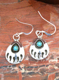 Native American Bear Paw Turquoise Dangle Earrings EE04