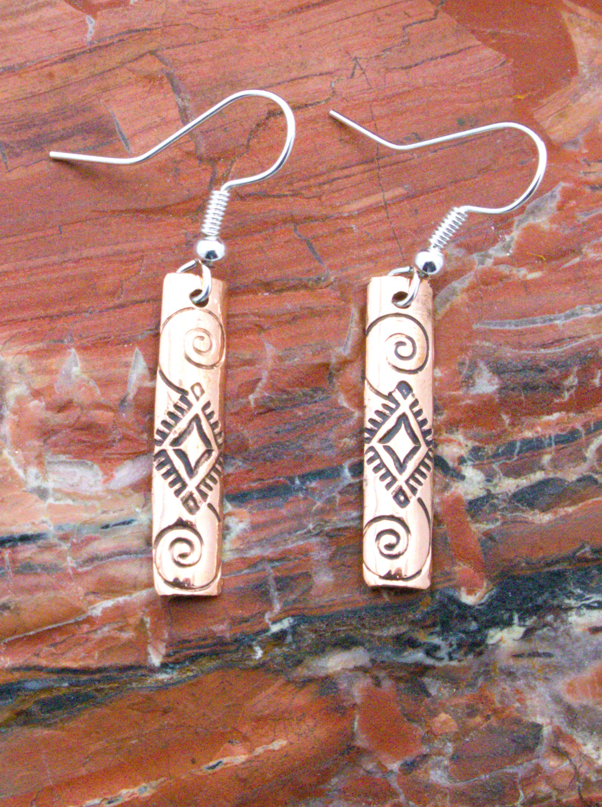 Native American Copper Dangle Earrings