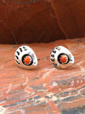 Coral Bear Paw Native American Post Earrings