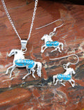 Turquoise Horse Dangle Earrings and Pendant Turquoise Jewelry Set EO11PO04