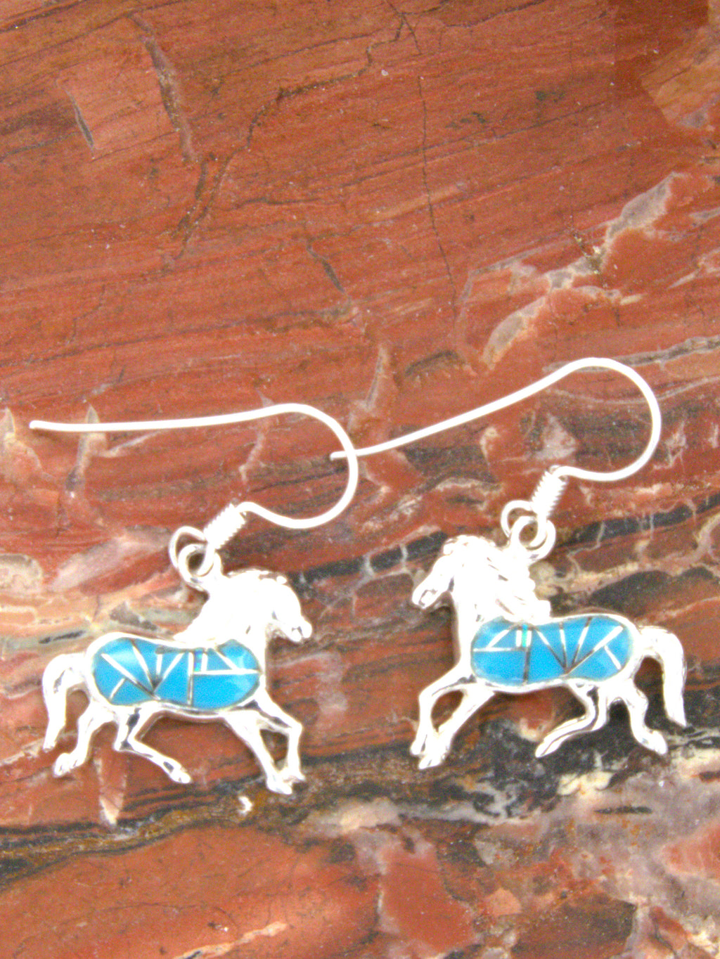 Turquoise Horse Dangle Earrings and Pendant Turquoise Jewelry Set EO11PO04