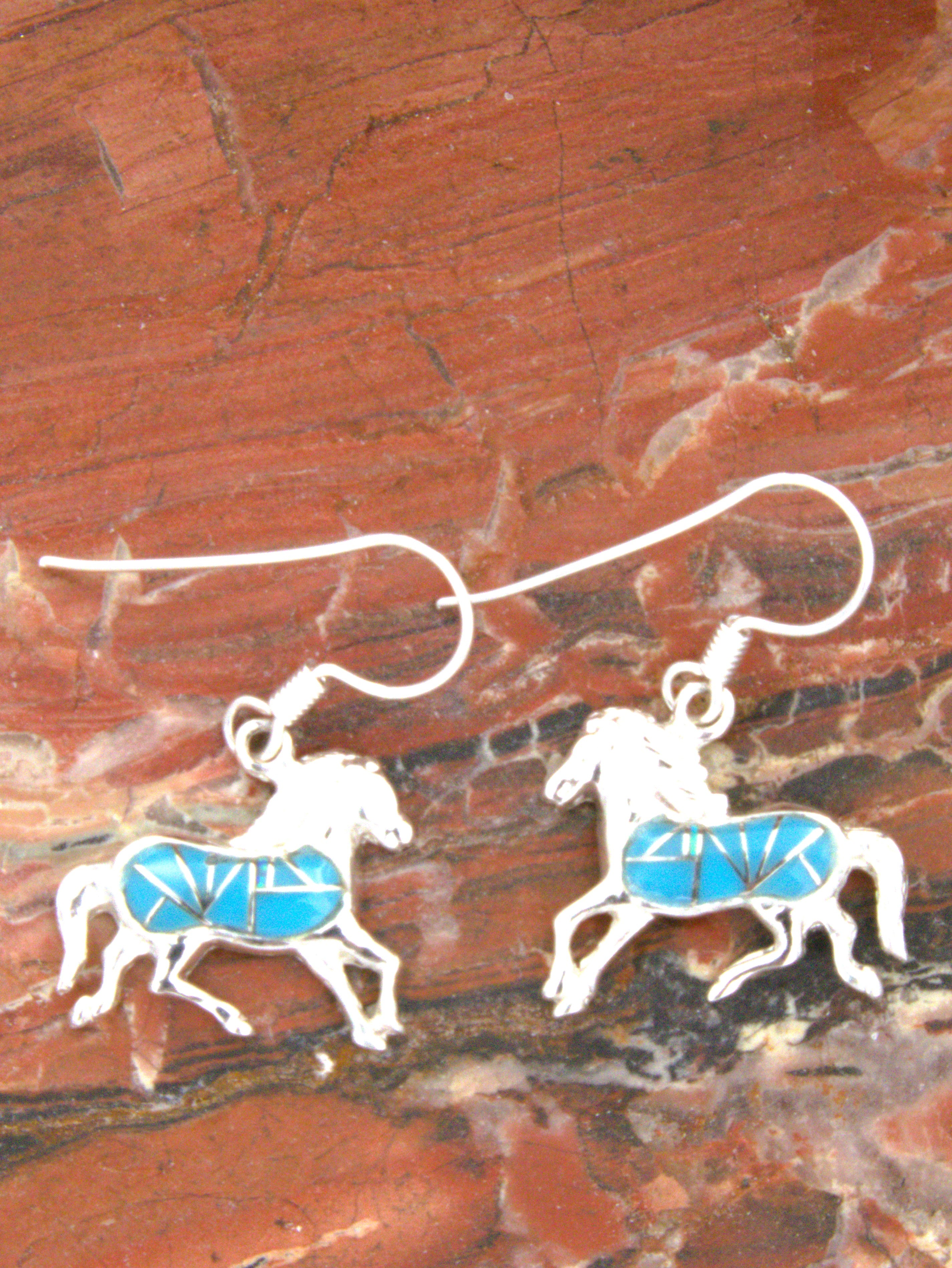 Turquoise Horse Dangle Earrings and Pendant Turquoise Jewelry Set EO11PO04