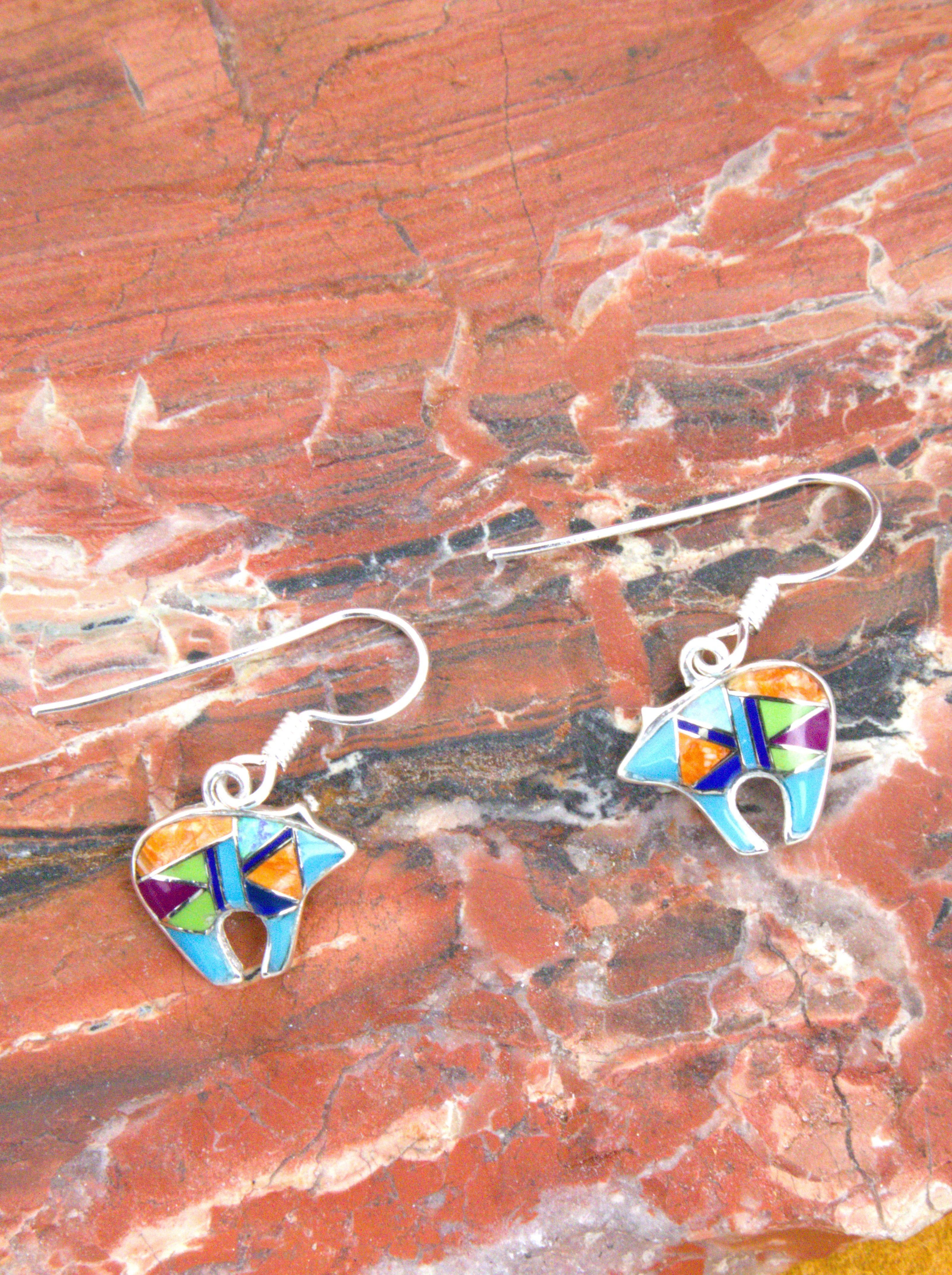 Turquoise Jewelry Turquoise Lapis Bear Dangle Earrings EO12