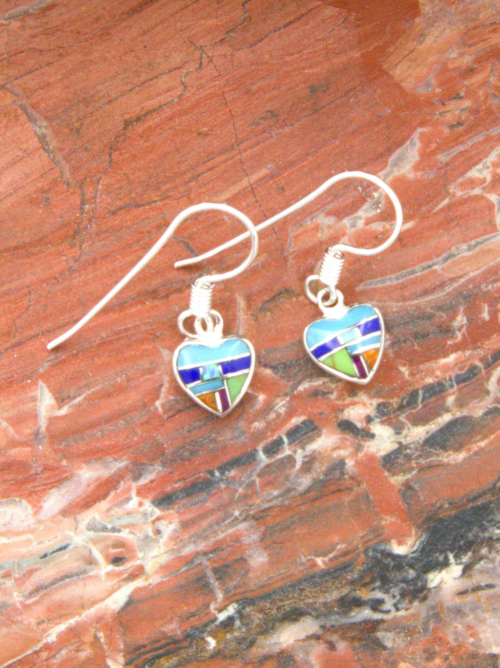 Turquoise Lapis Sterling Silver Dangle Earrings EO13