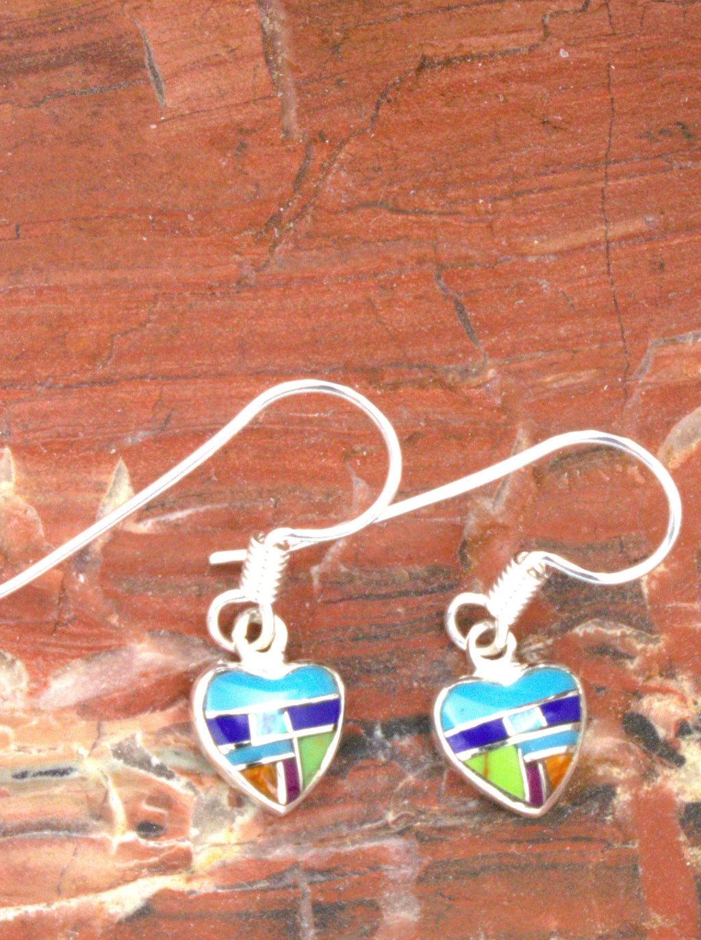 Turquoise Lapis Sterling Silver Dangle Earrings EO13