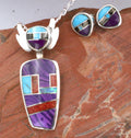 Turquoise Coral Sugalite Kachina Pendant and Earrings Turquoise Jewelry Set  EO14PO30