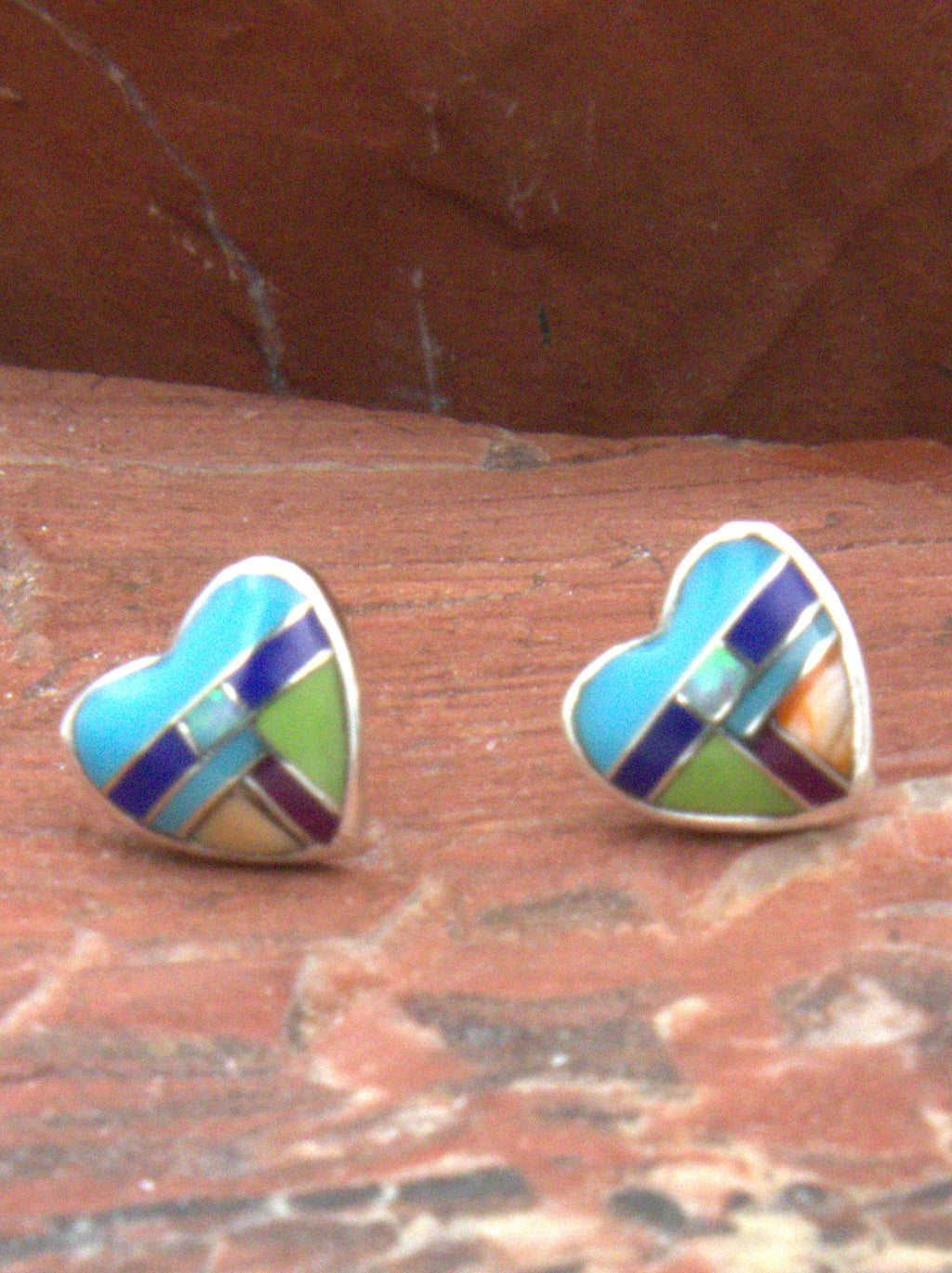 Turquoise Heart Pendant and Post Earrings Turquoise Jewelry Set  EO16PO14
