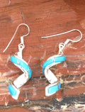 Sterling Silver Coiled Turquoise Dangle Earrings EO18