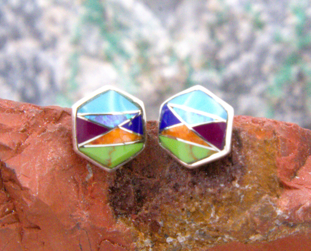 Sterling Silver Turquoise Lapis Sugalite Opal Post Earrings EO22