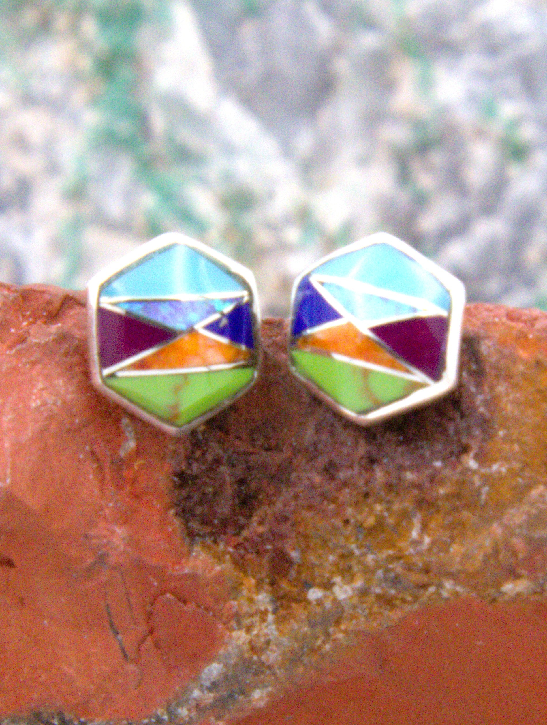 Sterling Silver Turquoise Lapis Sugalite Opal Post Earrings EO22