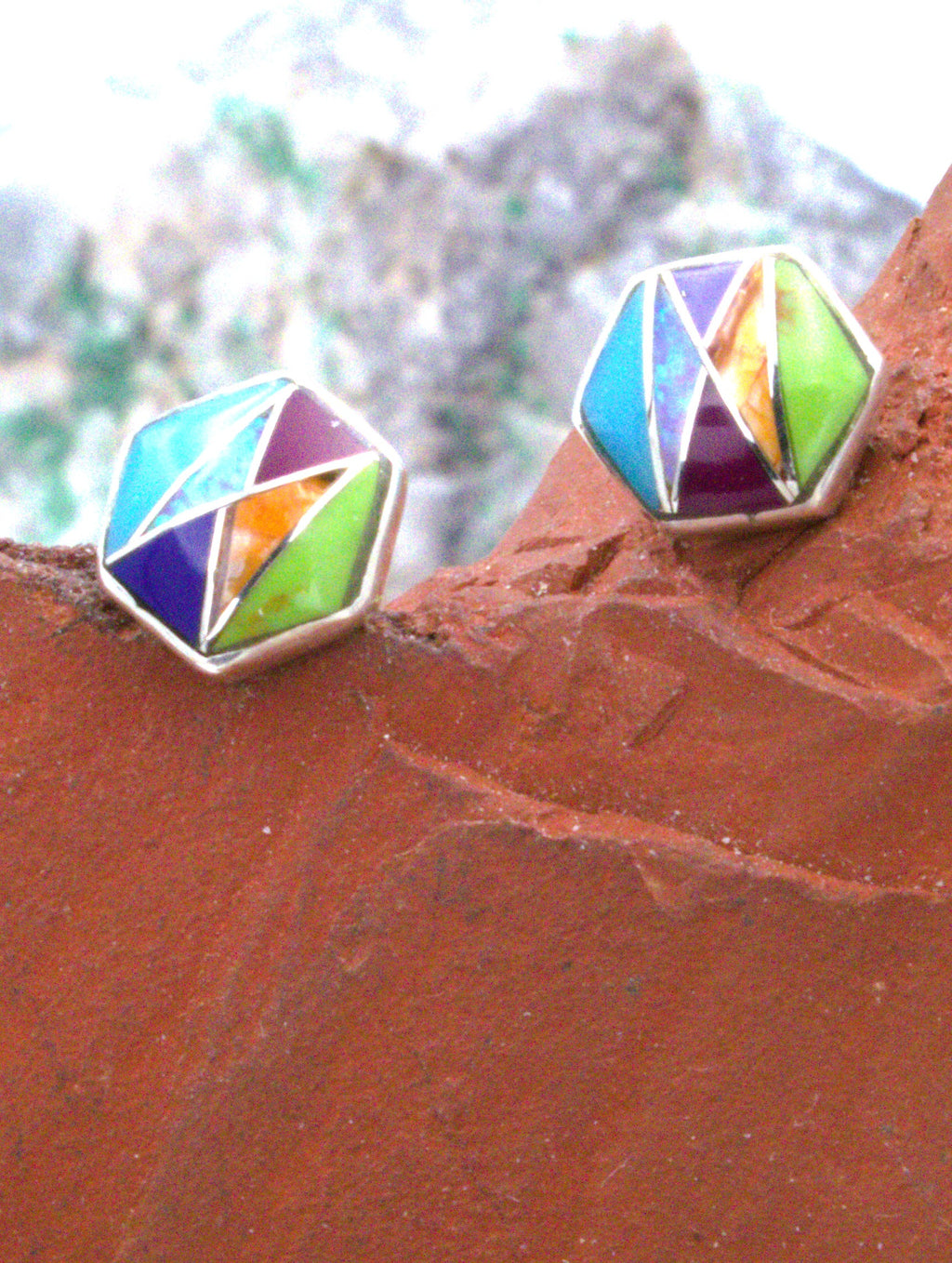 Sterling Silver Turquoise Lapis Sugalite Opal Post Earrings EO22