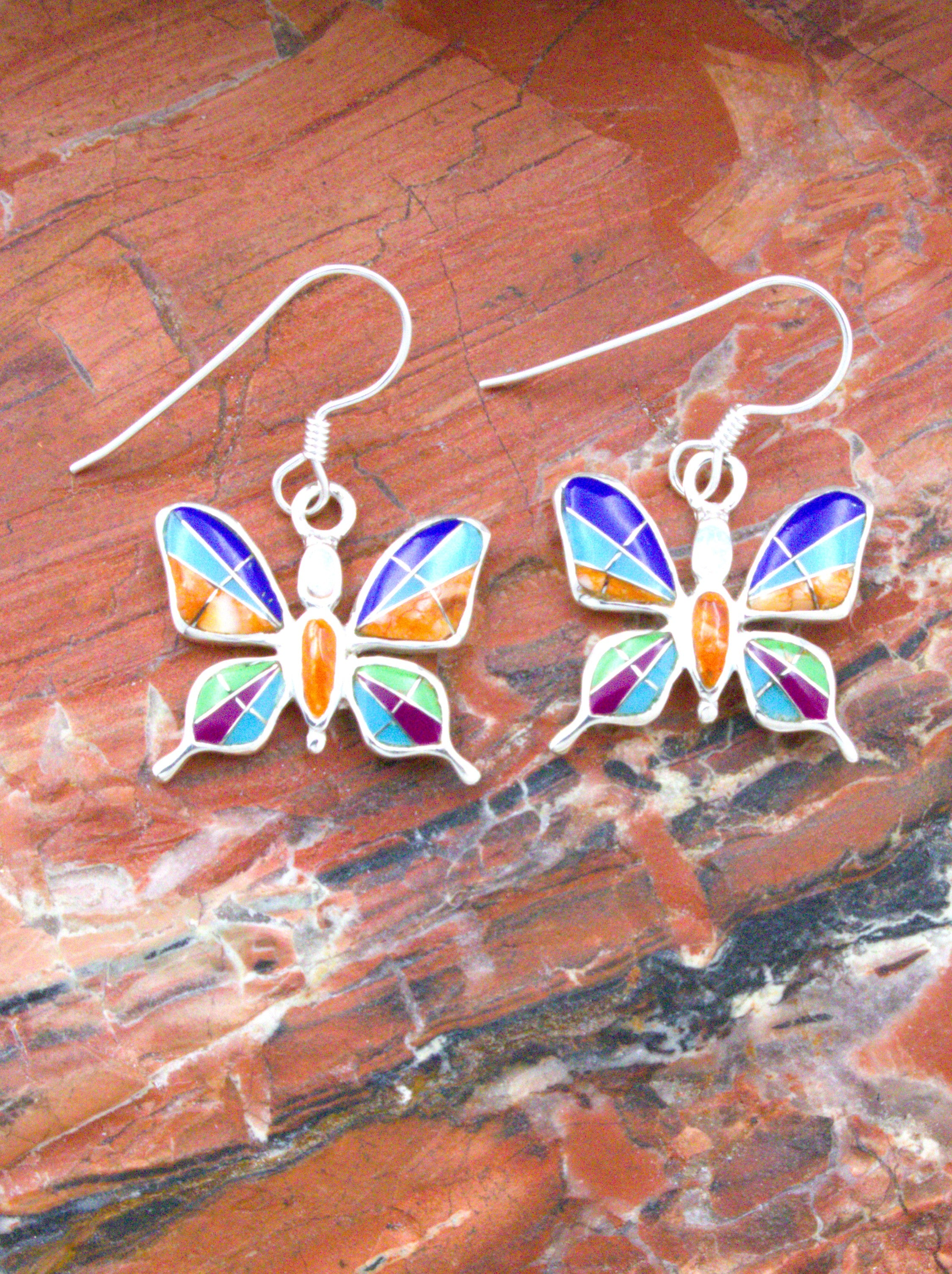 Butterfly Pendant and Dangle Earrings Turquoise Jewelry Set
