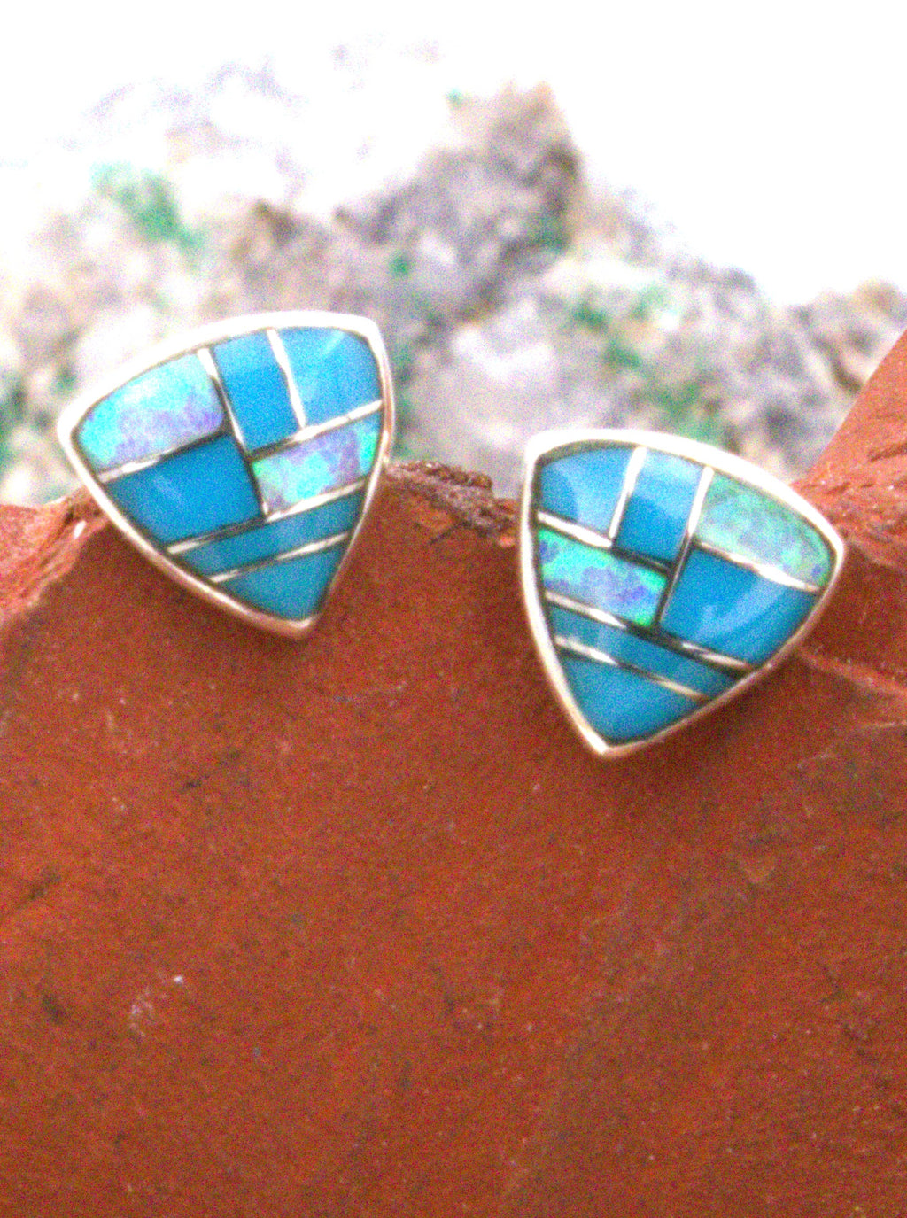 Sterling Silver Turquoise Opal Post Earrings EO28