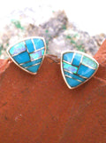 Sterling Silver Turquoise Opal Post Earrings EO28