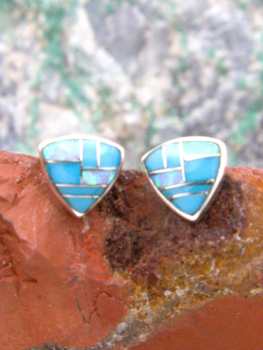 Sterling Silver Turquoise Opal Post Earrings EO28