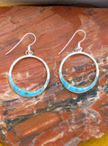 Turquoise Sterling Silver Hoop Dangle Earrings