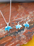 Bear Dangle Earrings Pendant Sterling Silver Turquoise Jewelry Set