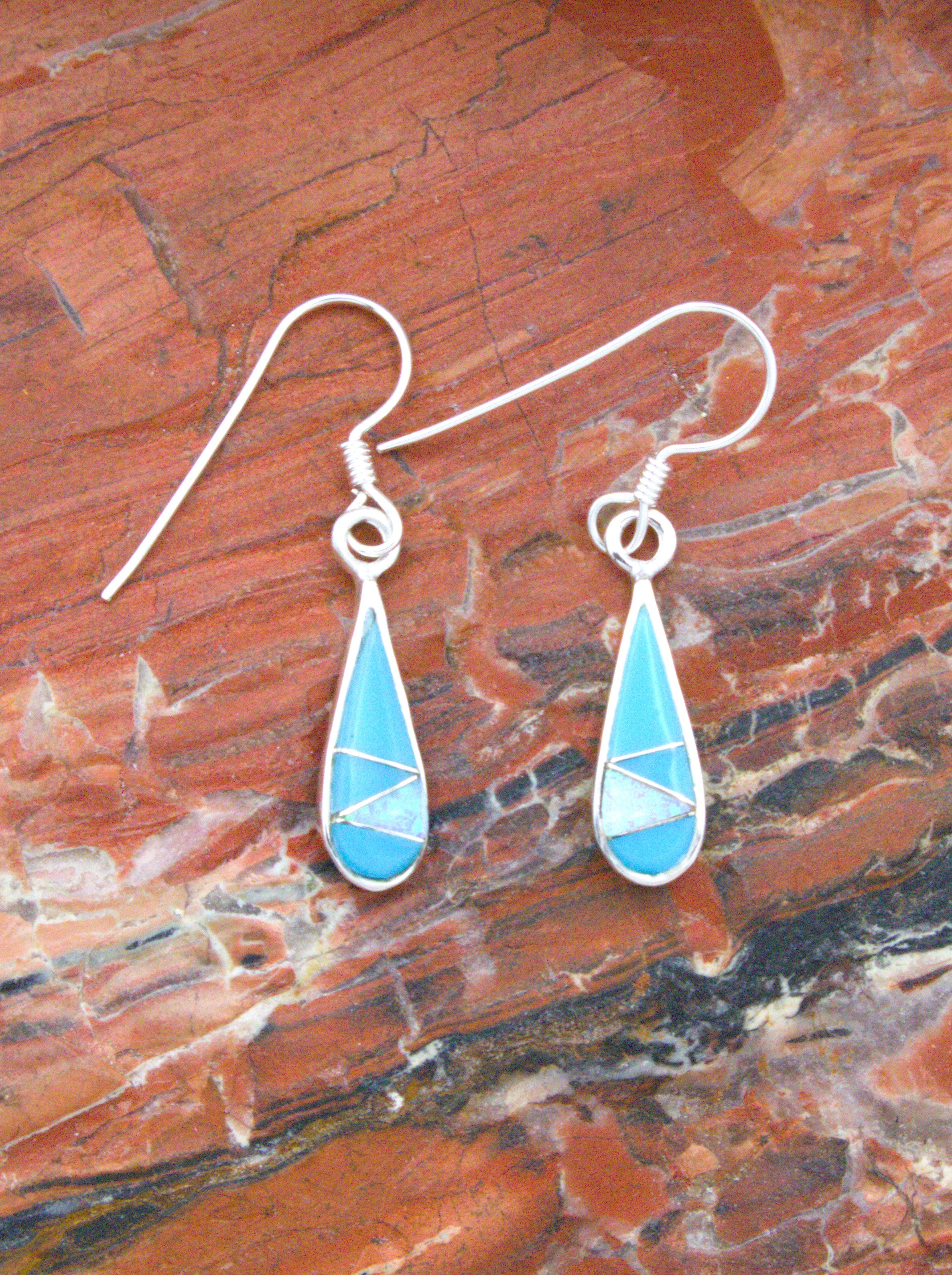 Turquoise Opal Teardrop Dangle Earrings
