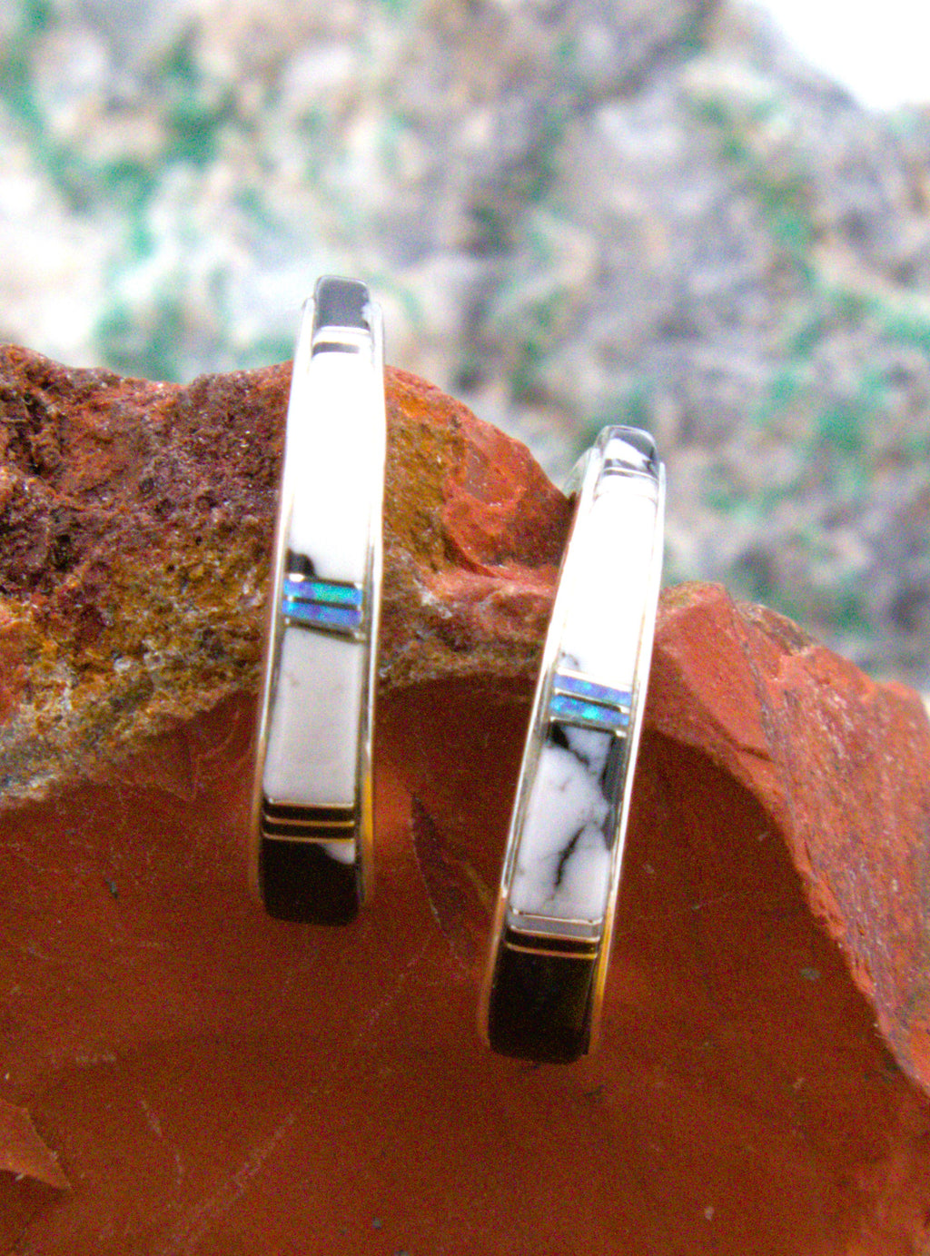 White Buffalo Turquoise Hoop Earrings
