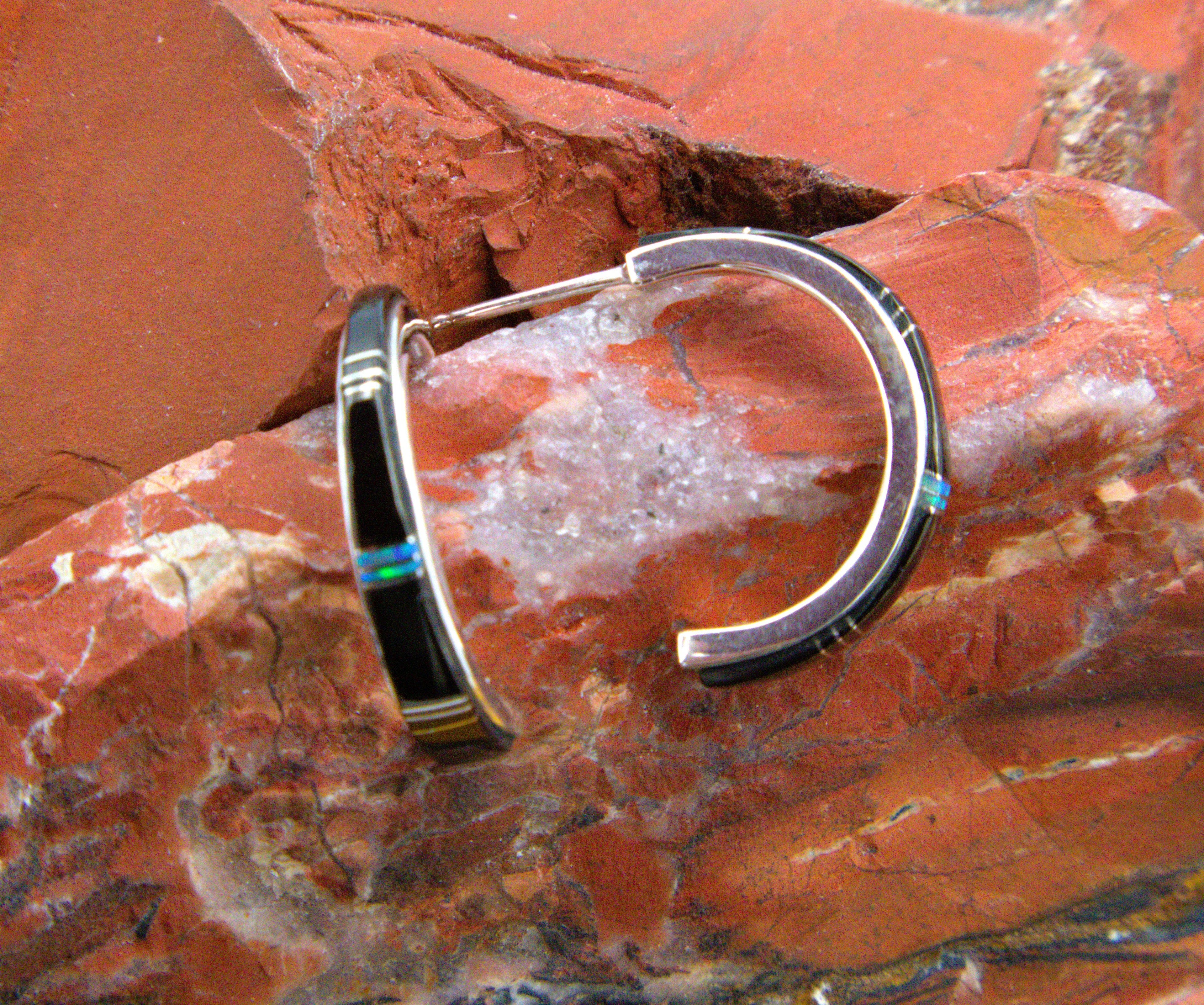 Onyx Opal Hoop Earrings