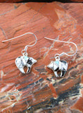 White Buffalo Turquoise Stylized Bear Dangle Earrings