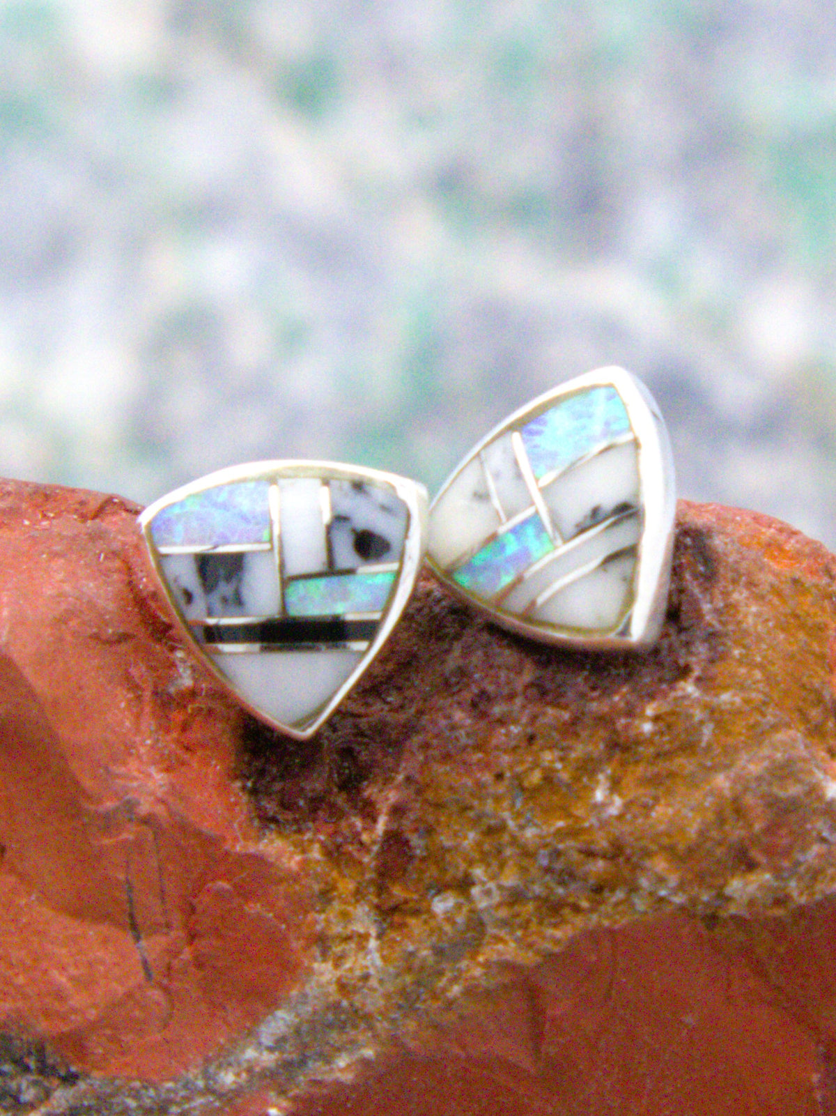 White Buffalo Turquoise Sterling Silver Post Earrings