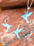 Turquoise Opal Hummingbird Pendant Earring Turquoise Jewelry Set  EOP3PO02