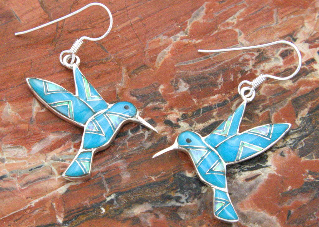 Turquoise Opal Hummingbird Pendant Earring Turquoise Jewelry Set  EOP3PO02