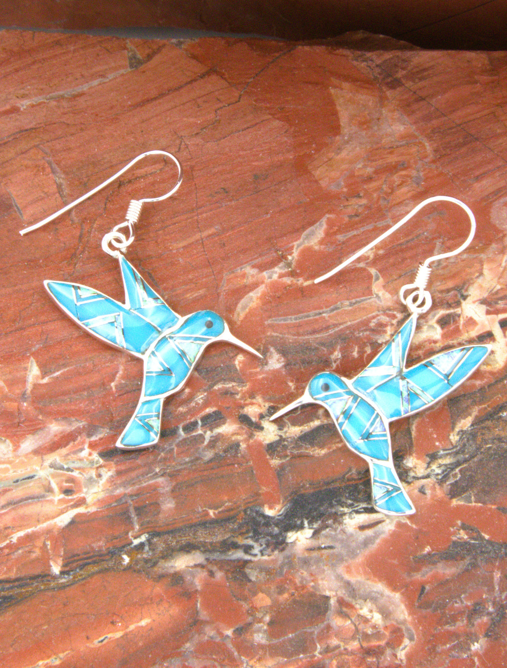 Turquoise Opal Hummingbird Pendant Earring Turquoise Jewelry Set  EOP3PO02