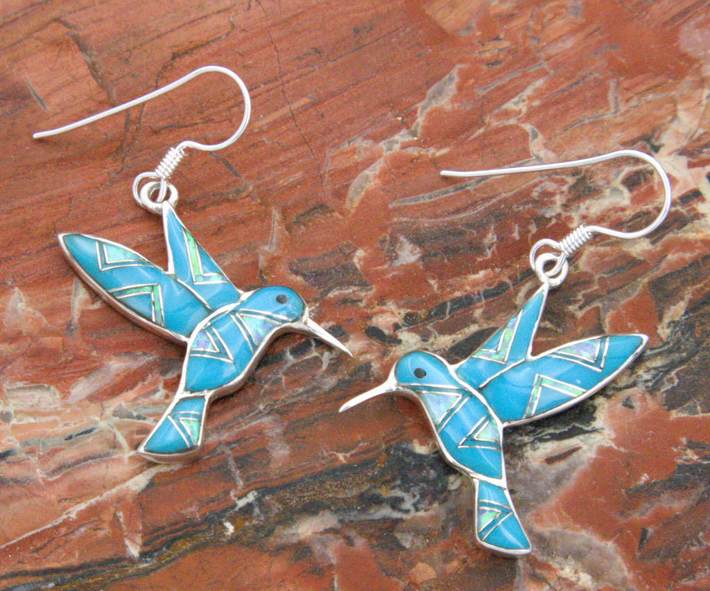 Turquoise Hummingbird Dangle Earrings EOP3