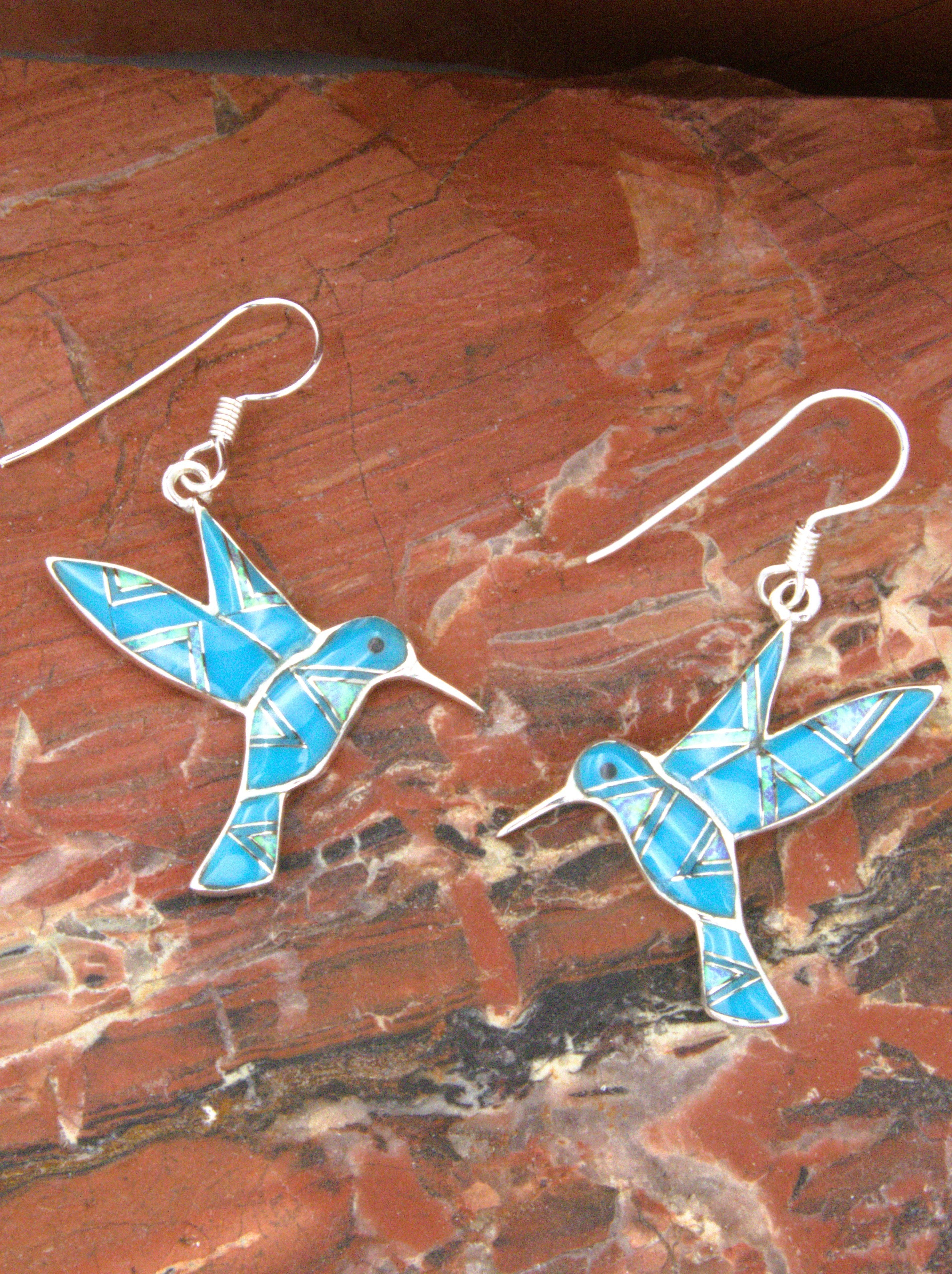 Turquoise Hummingbird Dangle Earrings EOP3