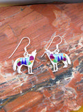 Turquoise Lapis Coyote Sterling Silver Dangle Earrings