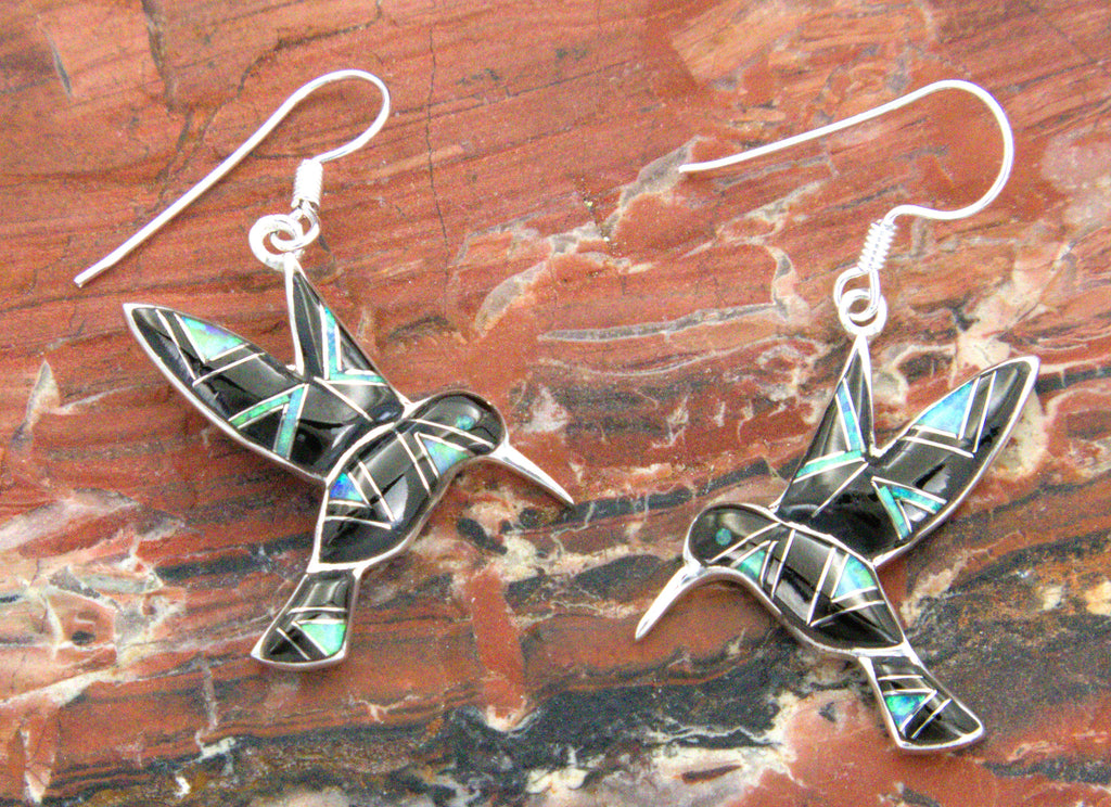 Southwestern Hummingbird Onyx Opal Dangle Earrings EOP5