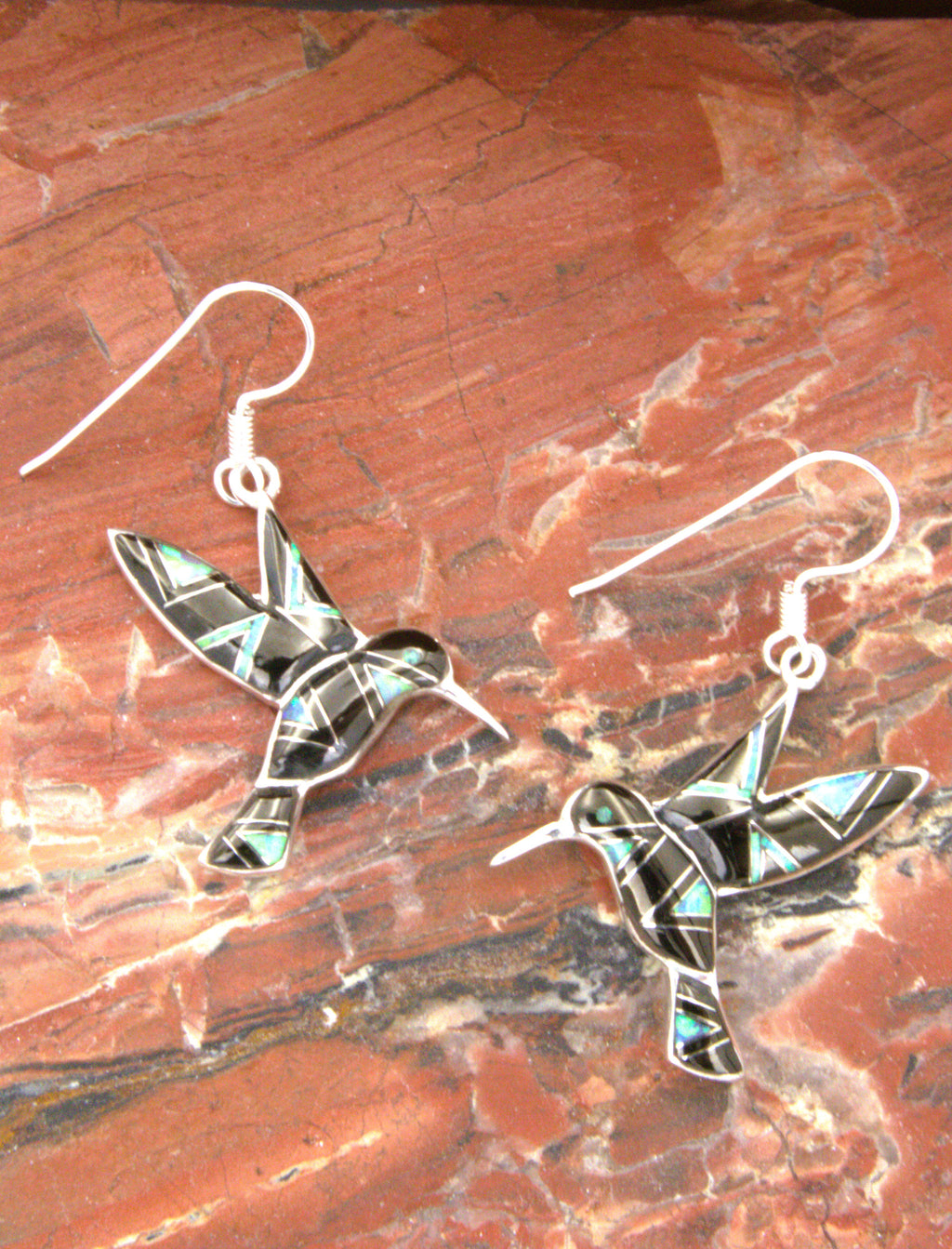 Southwestern Hummingbird Onyx Opal Dangle Earrings EOP5