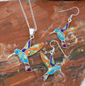 Hummingbird Earrings Pendant Turquoise Jewelry Set  EOP6PO03