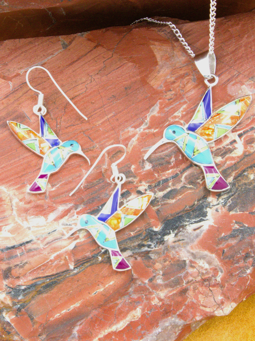 Hummingbird Earrings Pendant Turquoise Jewelry Set  EOP6PO03