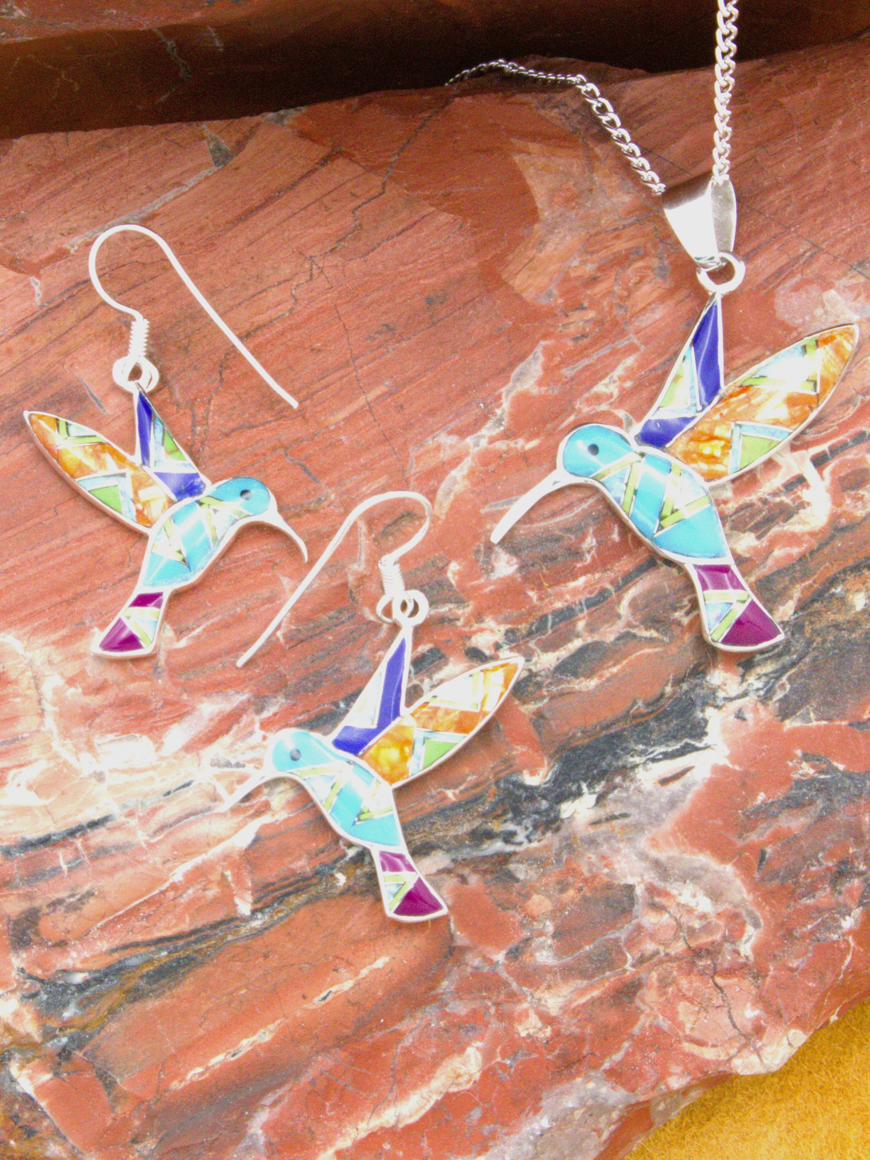 Hummingbird Earrings Pendant Turquoise Jewelry Set  EOP6PO03