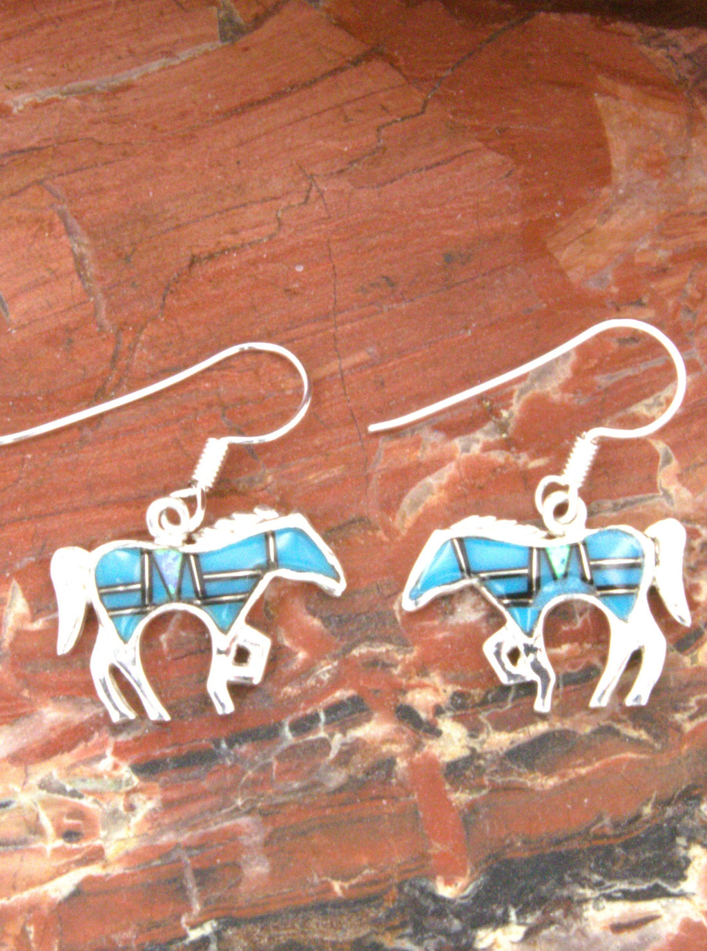 Turquoise Horse Dangle Earrings and Pendant Turquoise Jewelry Set  EOP7PO07