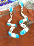 Turquoise Jewelry Sterling Silver Turquoise Opal Coiled Dangle Earrings EOP9