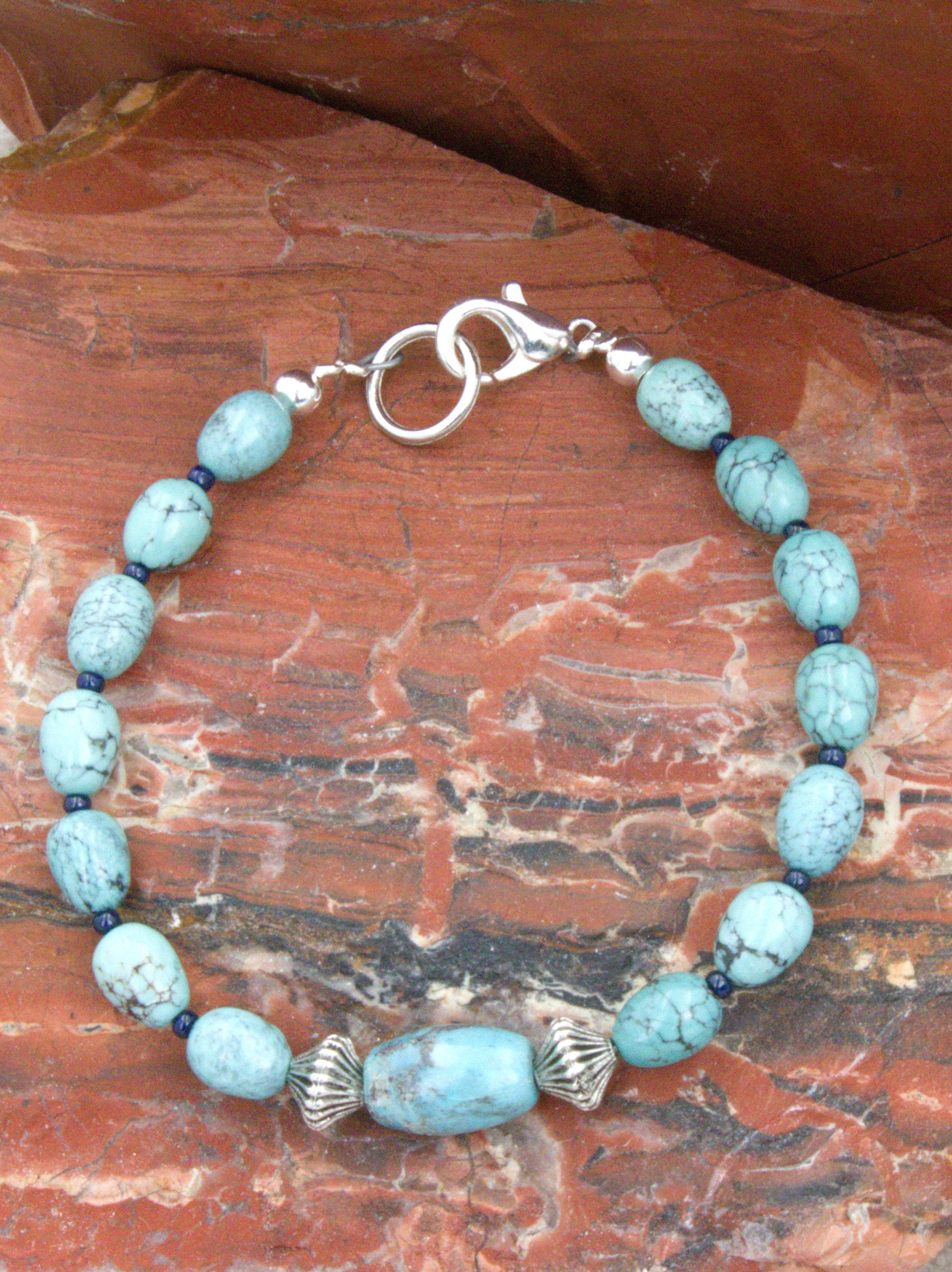Petite Turquoise Beaded Bracelet 7 and 1/2"  NB04