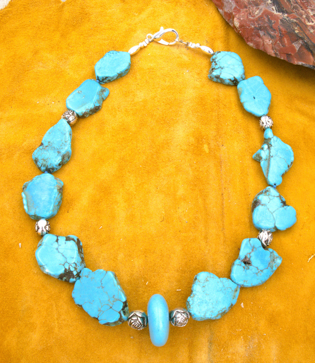 Turquoise Nugget Necklace 19"  NN01