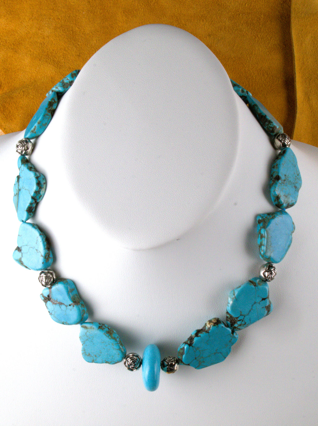 Turquoise Nugget Necklace 19"  NN01
