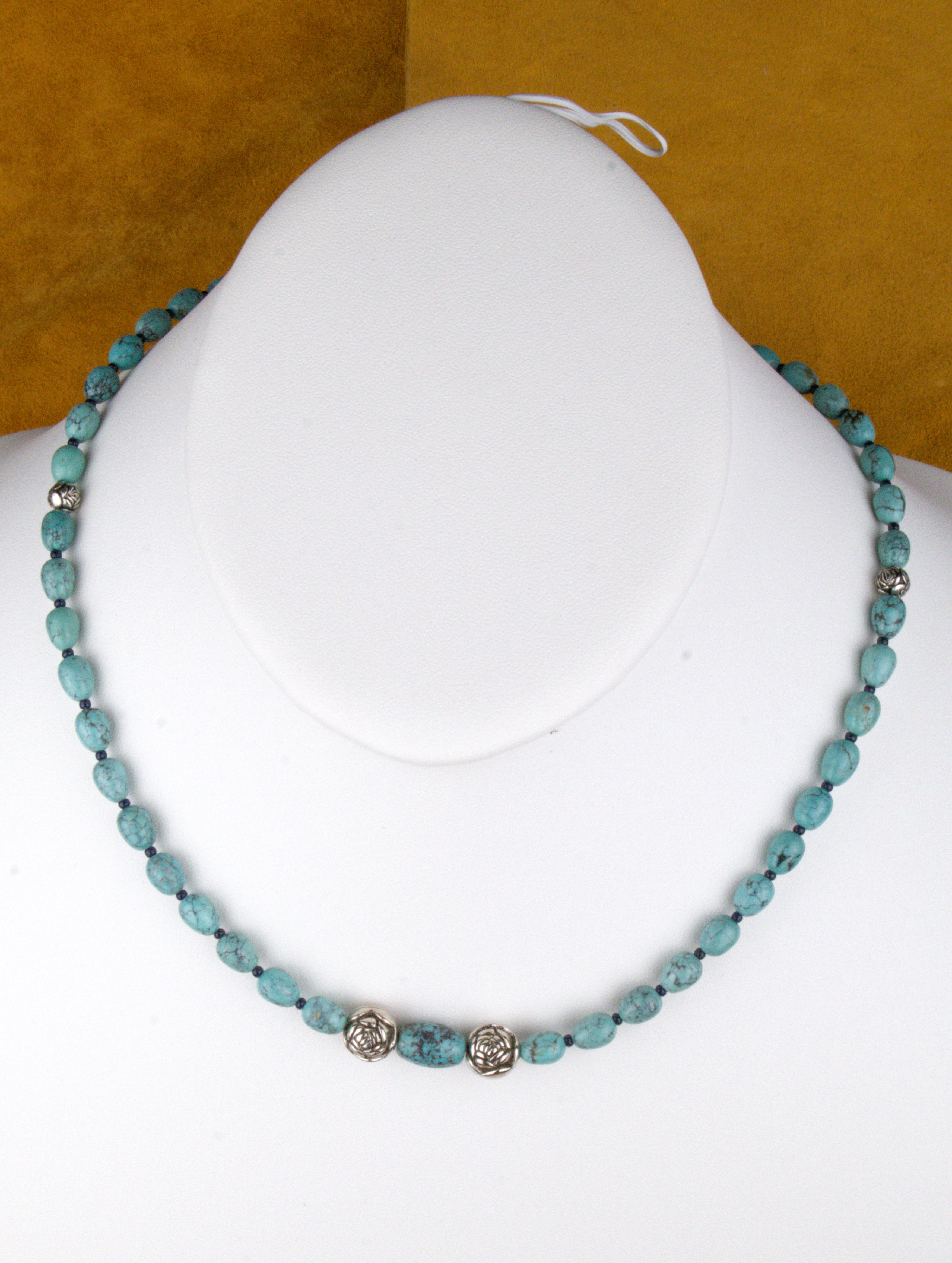 Turquoise Jewelry 19 and 1/2" Petite Turquoise Necklace  NN03
