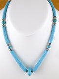 21" Turquoise Rondel Necklace Hand Made Turquoise Jewelry  NN04